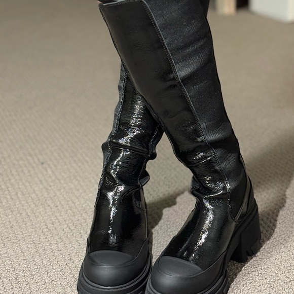 GANNI Black Chunky Knee High Boots Size 41 NEW $675 Retail Platform Lug Sole - Picture 14 of 16
